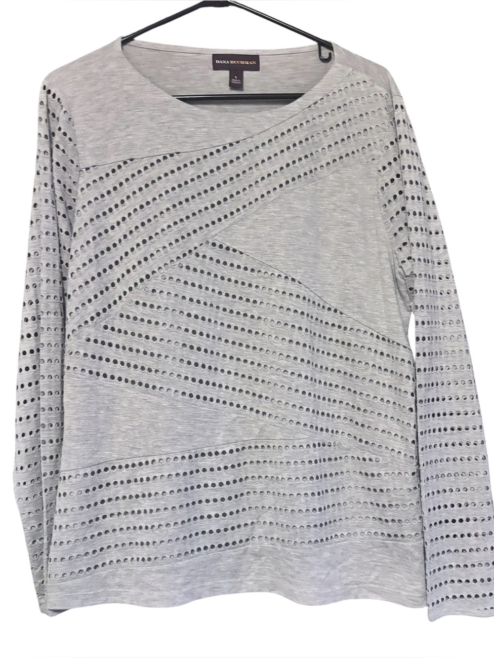 Dana Buchman Blouse Long Sleeve Size Large Gray